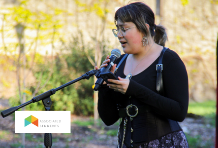 Student singing at open mic